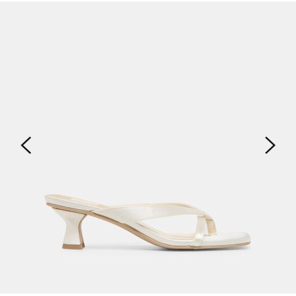 Dolce Vita Shoes - Dolce Vita Brevel True White Satin Kitten Heel Sandals Women’s Size 6.5